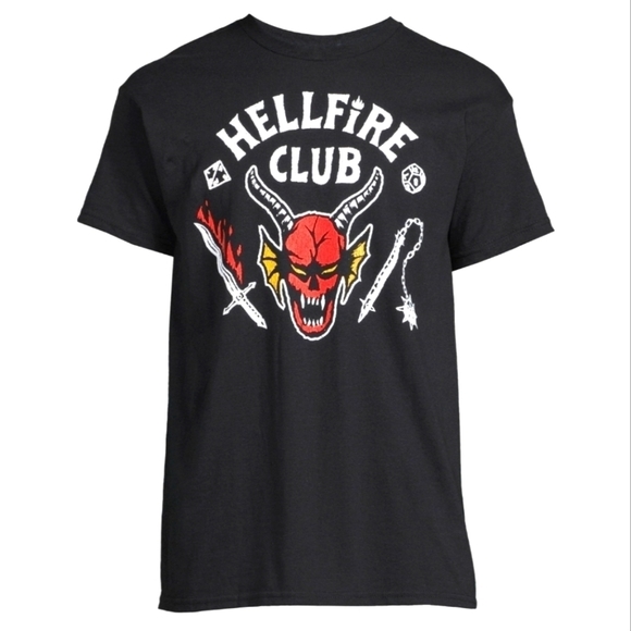 Hellfire Club Stranger Things Unisex Black Red T Shirt Eleven Retro Netflix Show - Picture 1 of 3